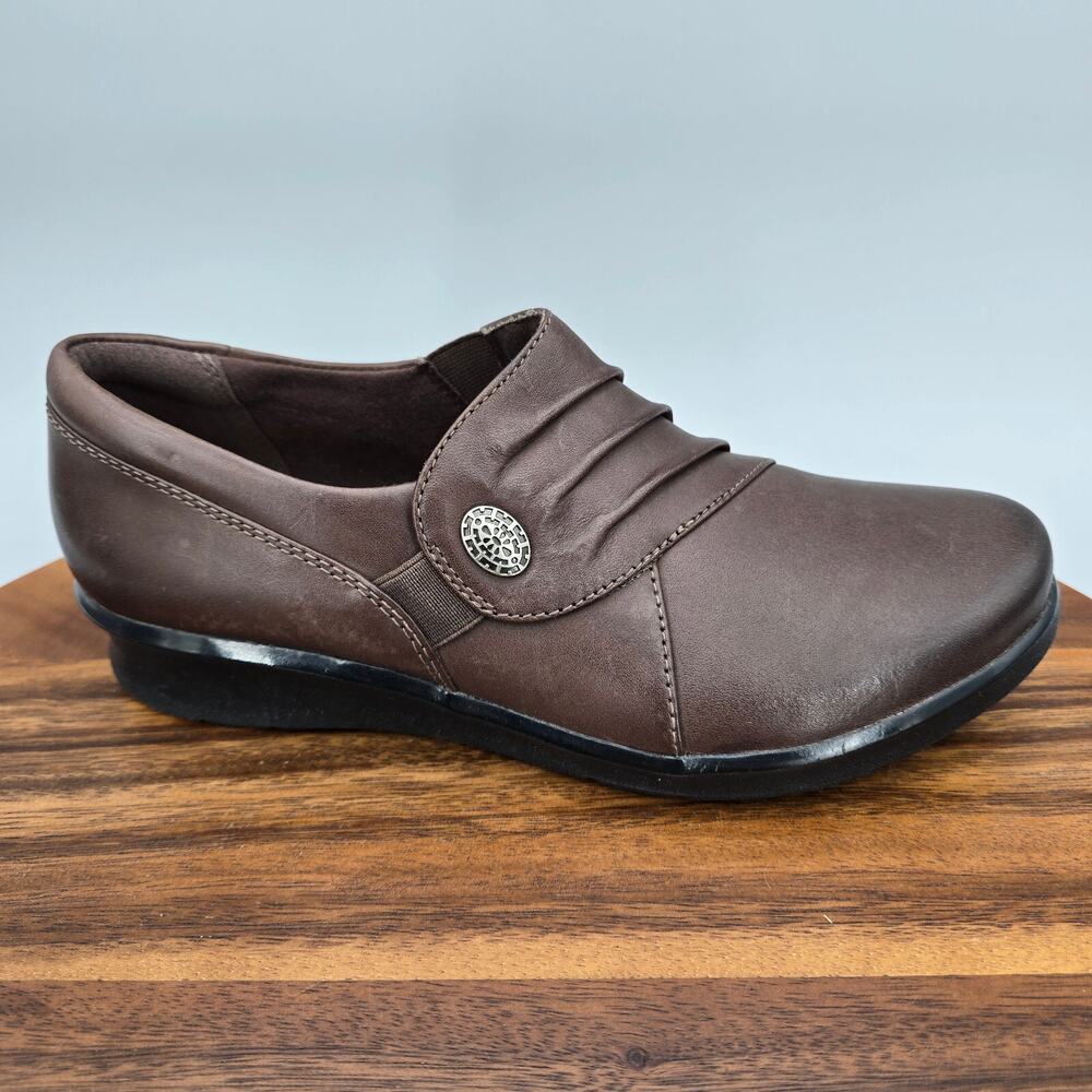 Clarks Shoes Women's 6 M Brown Leather Hope Roxanne Comfort Slip On Loafers